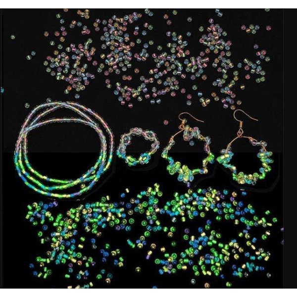 Frøperler - 2 mm - 750 stk - Glow in dark - Lysende perler Multicolor