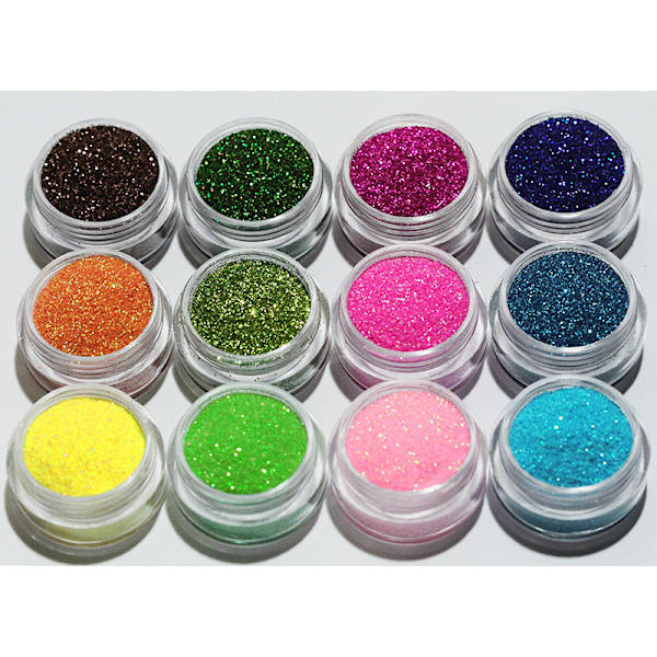 12 bokser med fint glitter Multicolor
