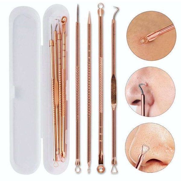 4-pack Blackhead klippere fjerner enkelt hudormer Pink gold