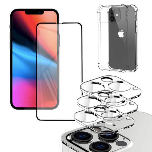 Iphone 13 PRO [5-PACK] Objektivbeskyttelse, Hærdet glas, Silikoneskal Transparent Iphone 13 PRO