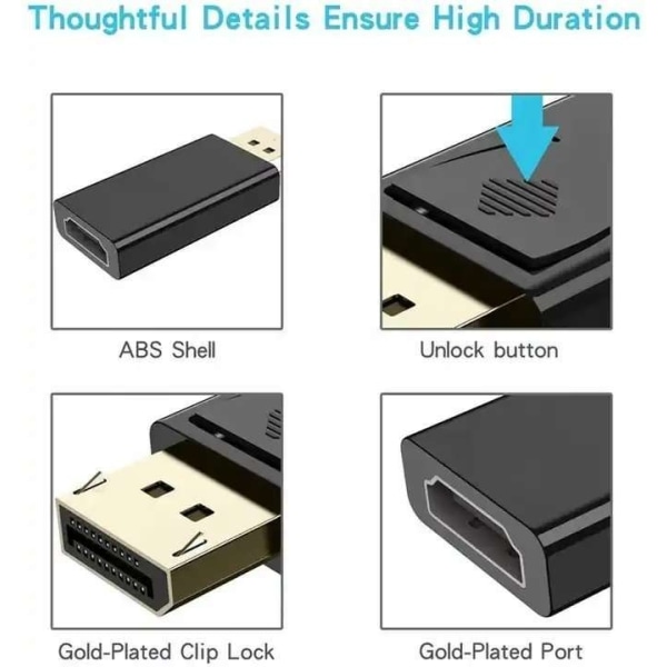 HDMI til DisplayPort-adapter - nem tilslutning Black