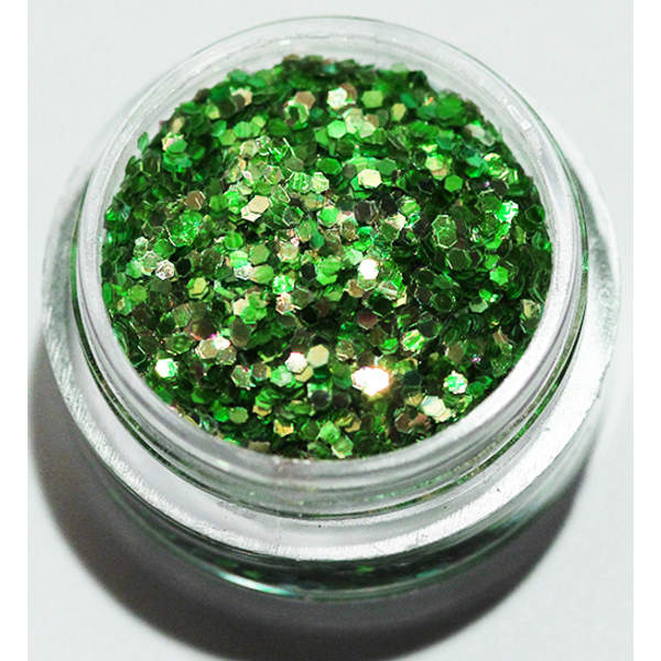 1st Hexagon glitter green apple