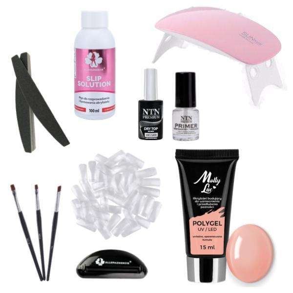 11 kpl Akryyligeeli - Poly Builder Gel Kit LED-lampulla - Musk Pink