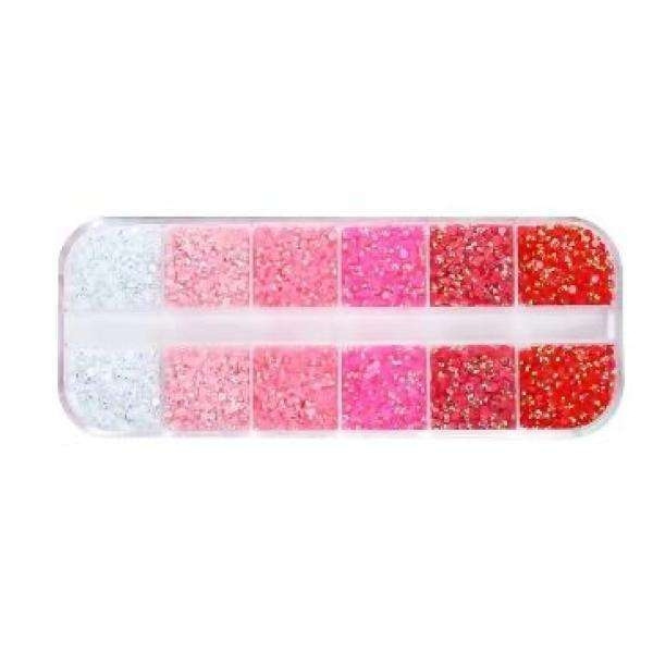 12st Rhinestone i olika storlekar i ask - Nageldekorationer multifärg