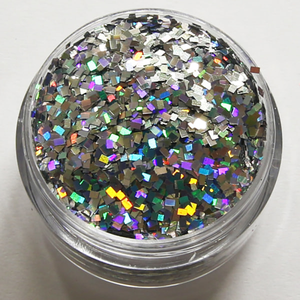 Negleglitter - Firkantet - Sølv - 8ml - Glitter Silver