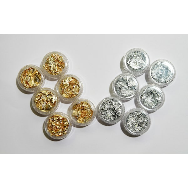 12 dåser guld- og sølvfolieflager Multicolor