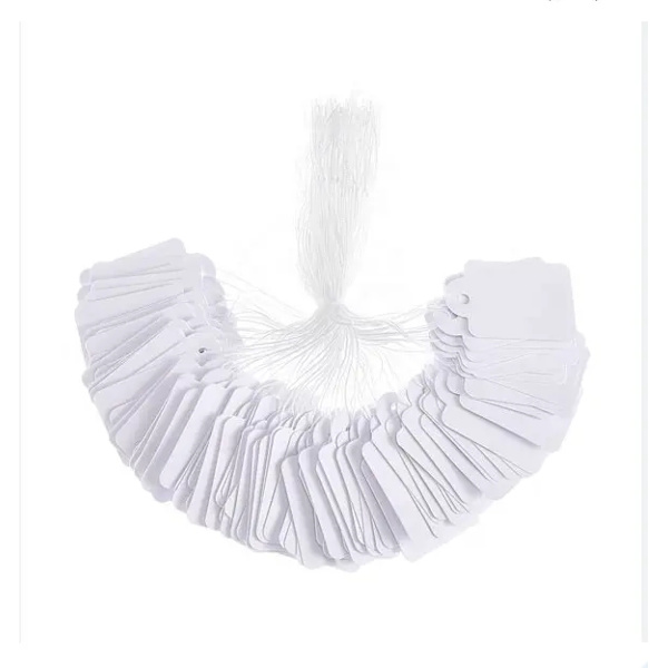100-Pack Pappersetiketter / Prislappar med Snöre - Perfekta för Alla Dina Behov White 2,4 x 1,4 cm