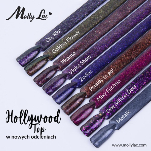 Mollylac - Top no wipe - Mixy Fuchsia - UV-geeli/LED - Pintamaali Multicolor