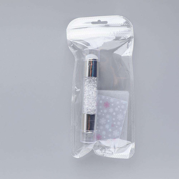 Sett Stempelpute + Stempelplate for nail art stempling - Klar Transparent