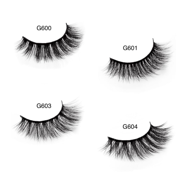 5-par lösögonfransar - 3D faux mink - Svarta Black 3D faux mink - G600