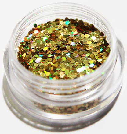 Negleglitter - Hexagon - Guld - 8ml - Glitter Gold