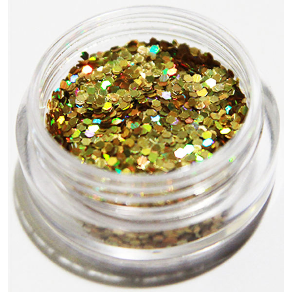 Negleglitter - Hexagon - Gull - 8ml - Glitter Gold