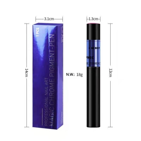 Mirror powder pen - Chrome pigment - 18 olika färger - MCB15