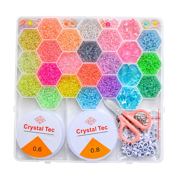 Glow in the Dark Pärlset – Komplett DIY-kit med självlysande pärlor, tråd & tillbehör multifärg