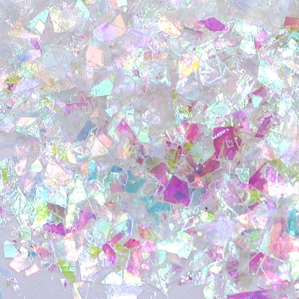 Negleglitter - Flakes / Mylar - Hvit regnbue - 8ml - Glitter White