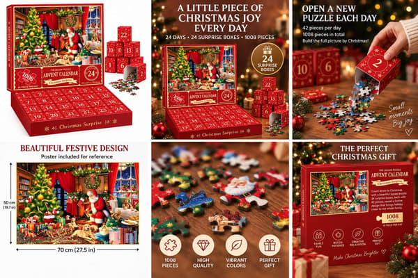 Adventskalender - Pussel 1008 Bitar - Julkalender 2026 Multicolor