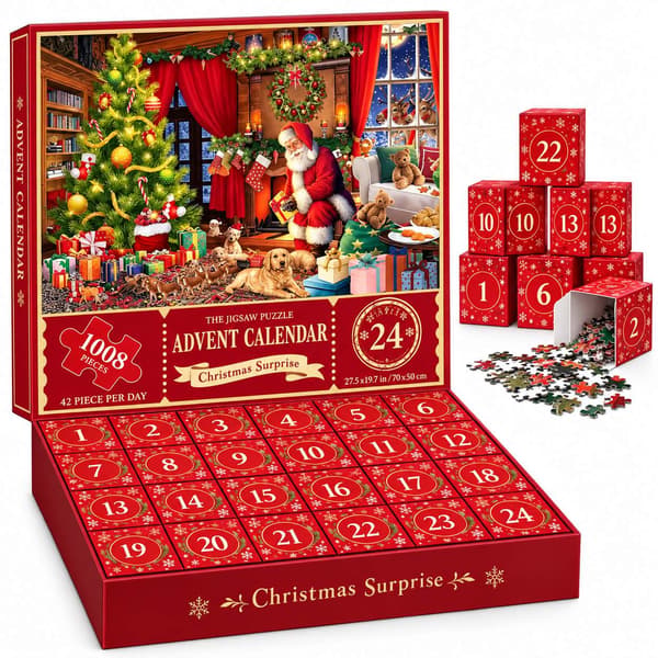 Adventskalender - Pussel 1008 Bitar - Julkalender 2026 multifärg