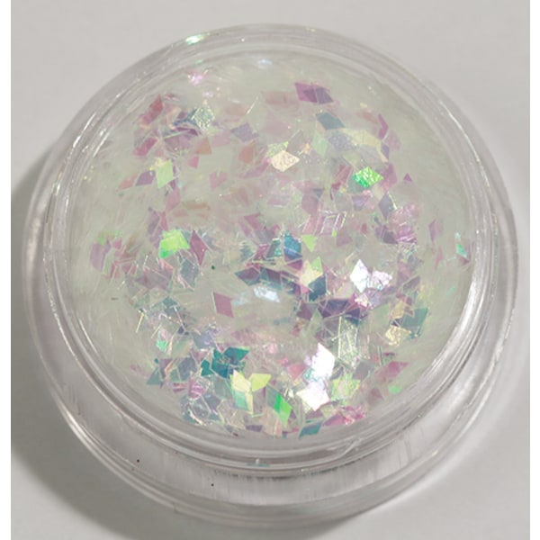 Negleglimmer - Rhombus/Diamanter - Hvid regnbue - 8ml - Glitter White