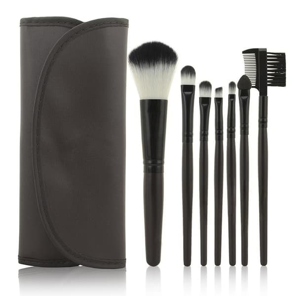 7 make-up børster, professionelt make-up sæt med etui Pink