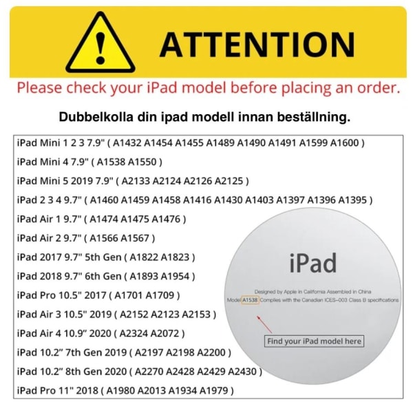 iPad fodral 10.2 2021/2020/2019 / Air 3 / Pro 10.5 skal skydd Svart