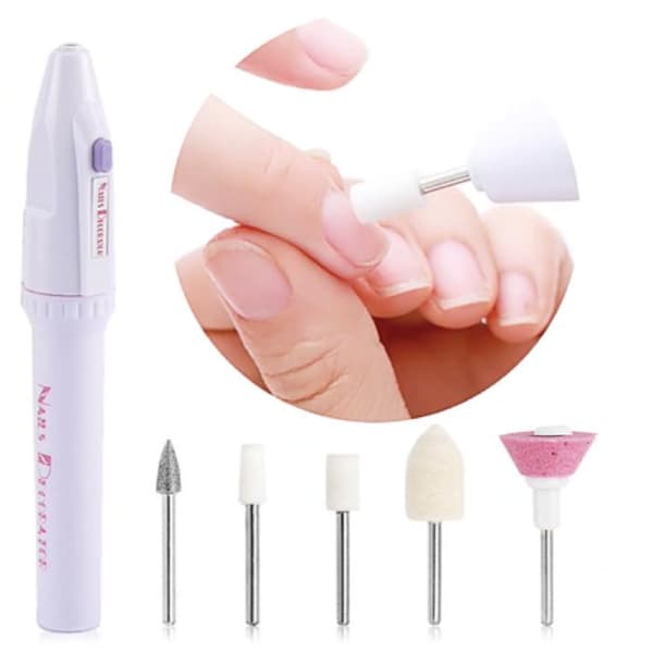 Nagelfil elektrisk - elfil - 5 bitsar ingår - Nail file drill Vit
