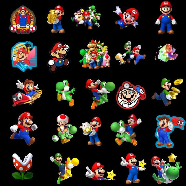 50 klistremerker klistremerker - Super Mario - Tegneserie - Nintendo Multicolor