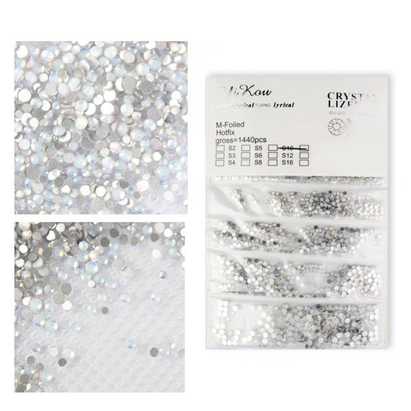 1440 stk Zirkonsteiner - Hvit opalblanding - Rhinestones negldekorasjoner White