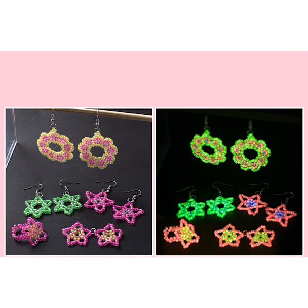Half Glow In The Dark Pärlset – ca 420 g pärlor och smyckestillbehör i förvaringslåda multifärg