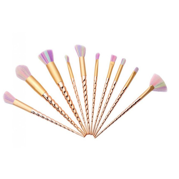 10st sminkborstar unicorn Rosa guld
