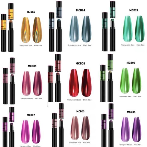 Mirror powder pen - Chrome pigment - 18 olika färger - MCB02