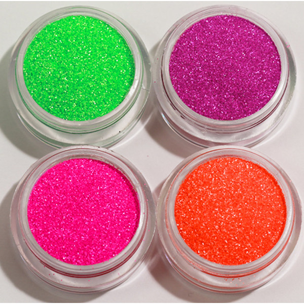 4 kpl hienorakeista glitter Neon
