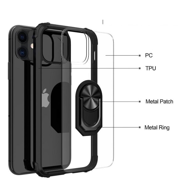 iPhone 12 / 12 Pro Silicone iskunkestävä suojus - musta Transparent