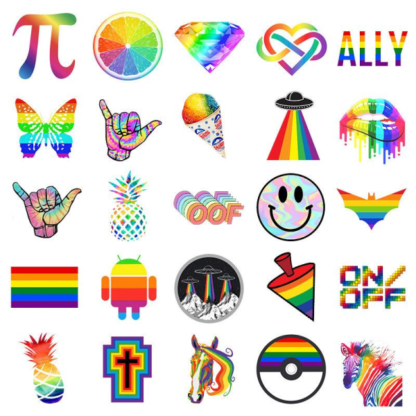50st stickers klistermärken - Pride motiv - Rainbow - Dekaler multifärg