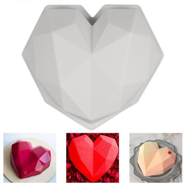 Sydämenmuotoinen timanttisilikonimuotti - leivontamuotti White