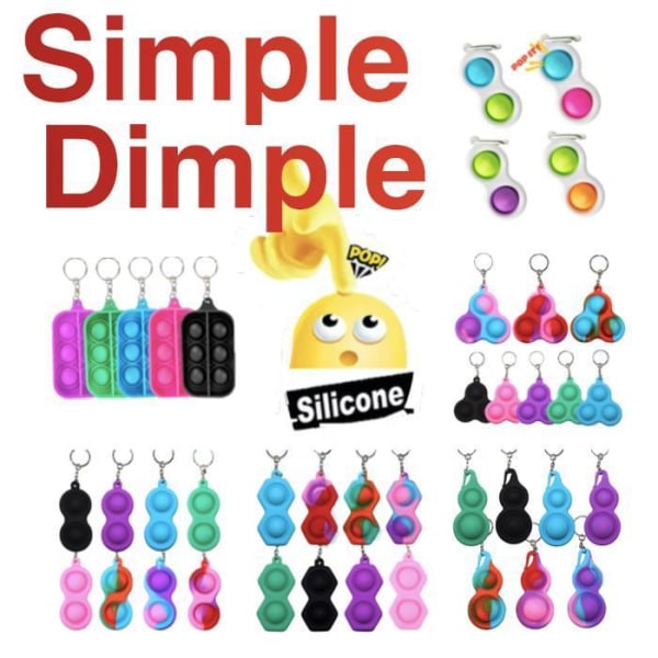 3st Multipack - Simple dimple, MINI Pop it Fidget Finger Toy- CE multifärg