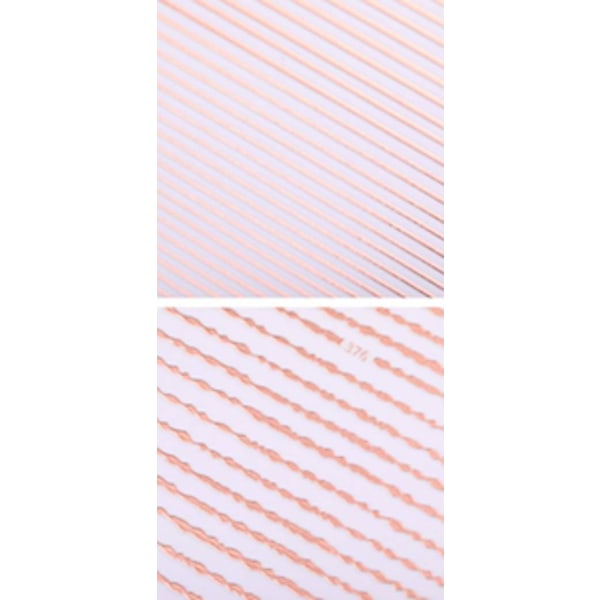 2 stk Nagelstickers striper neglepynt - Rosé sølvgull Rosé