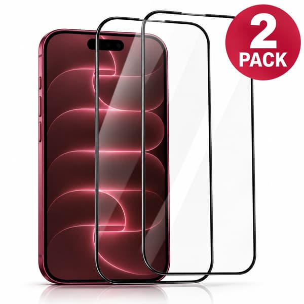 9D Härdat Skärmskydd i Glas för iPhone 18 Pro – 2-pack Transparent