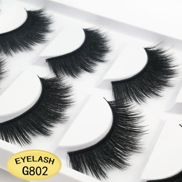 5-par lösögonfransar - 3D faux mink - G802 - False eyelashes Svart