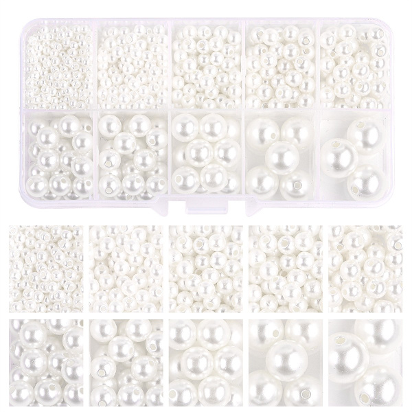 Akrylperler 800 stk, Smykkefremstilling - DIY - Perleimitation White