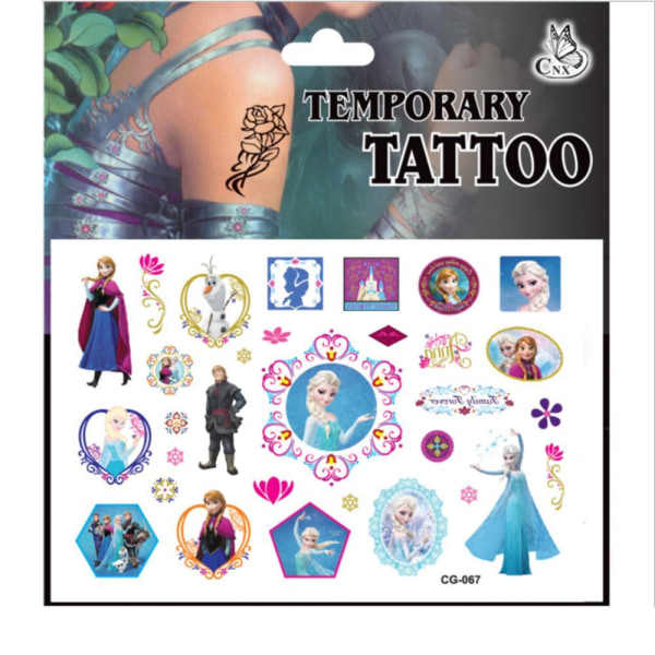 Frosne tatoveringer - 20 stk - Barnetatoveringer - Elsa, Anna, Frost MultiColor CG-067