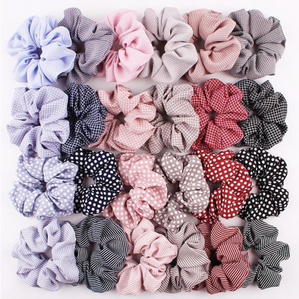24 hiukset Scrunchies, hiussolmiot, hiusnauhat, hiusnauha Rockabilly Multicolor