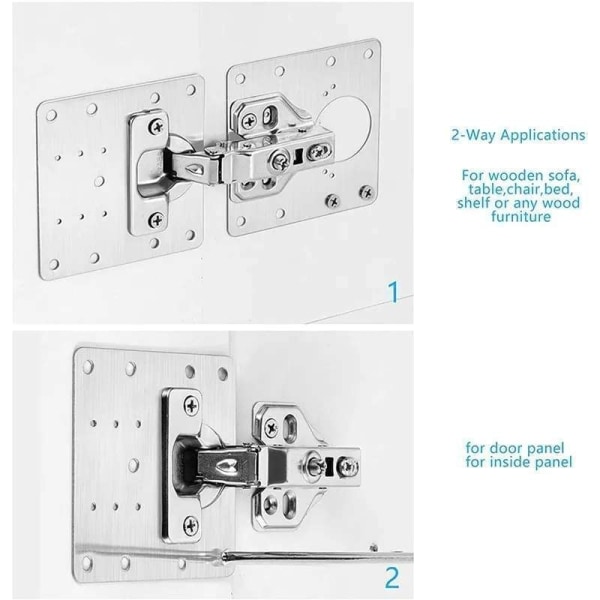 Reparationsplade til hængsler i rustfrit stål Silver