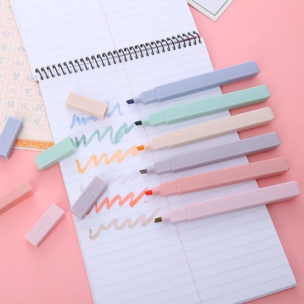 6 overstregningspenne til noter - Pen - MultiColor Set 1 - Rosa 