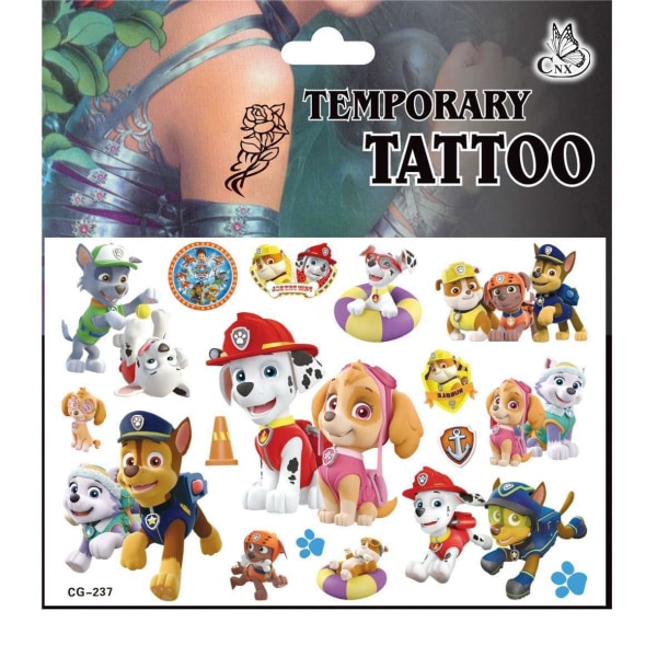 Paw patrol tatueringar - 4 ark - Barn tatueringar multifärg