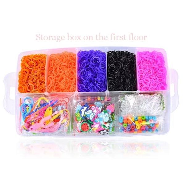 Superstort Loom Bands Kit – 28 000 delar med tillbehör, multifärg multifärg