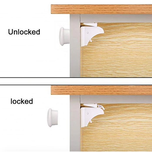 4 stk Børnelås magnetisk - Magnetisk skuffelåg White