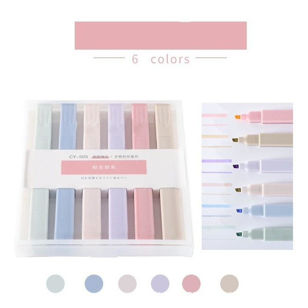 6 overstregningspenne til noter - Pen - MultiColor Set 1 - Rosa 