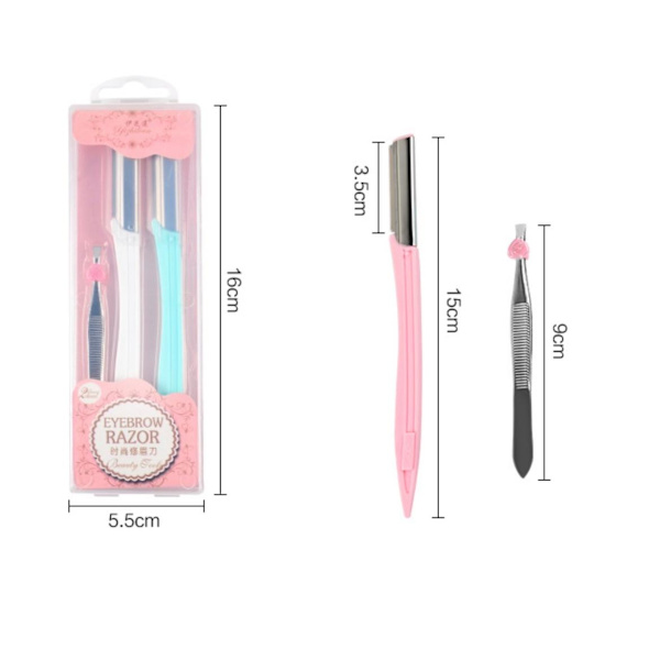 Øjenbrynskniv - Skægkniv - Pincet - Kit Multicolor