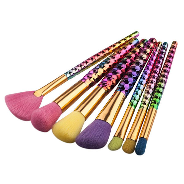 7st sminkborstar mermaid rainbow - Makeupbrushes unicorn multifärg