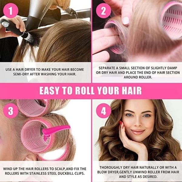25-pack hårruller, klips, kammer med skillelinjer, hårruller B Pink